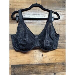 HSIA Black Lace Unlined Underwire Full Coverage Bra 42G FBD0034BLA42G